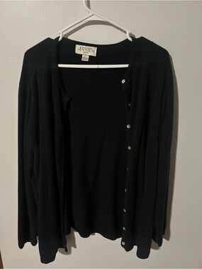 Annex Black Button-Front Women's Sweater Cardigan
